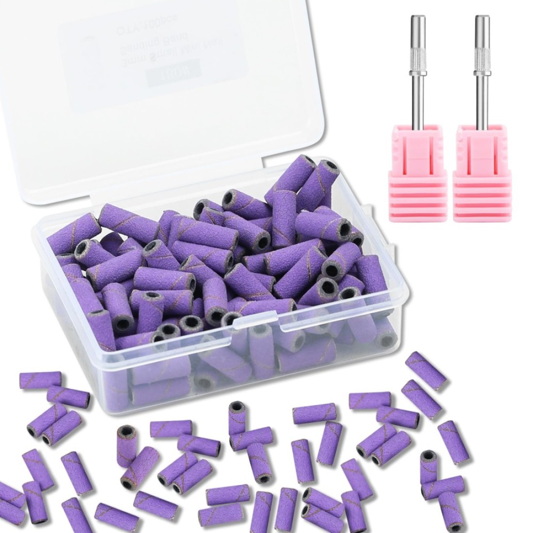 C12rtive 100 Pcs 3mm Professional Small Sanding Bands &amp; 2Pcs Small Mandrel Bit Set for Nail Drill,180# Upgrade Design 3mm Nail File for Manicures and Pedicure with Stainless Steel Shaft