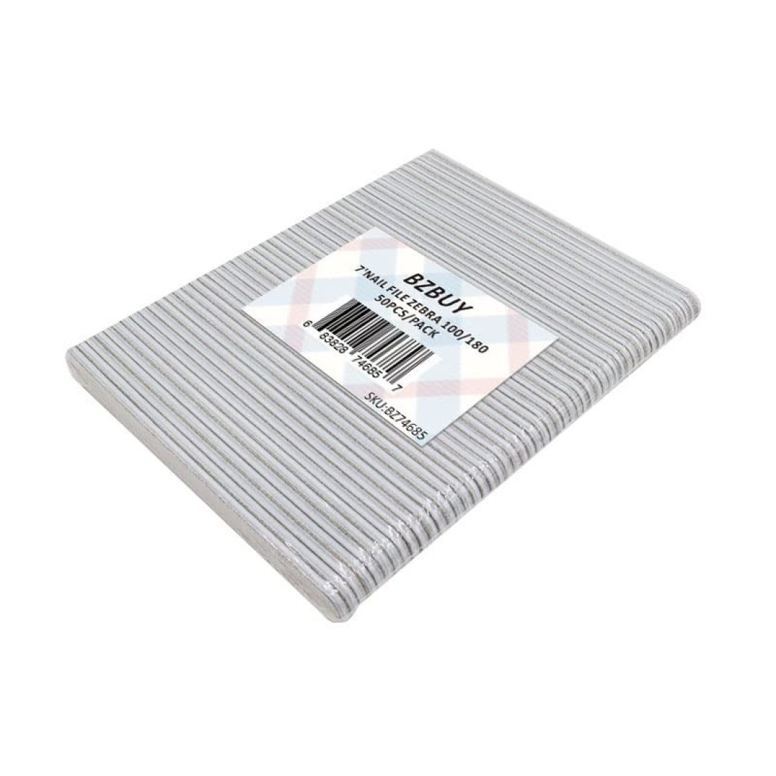 Bzbuy Nail File 50 PCS Professional Double Sided 100180 Grit Nail Files Emery Board Zebra Manicure Pedicure Tool and Nail Buffering Files