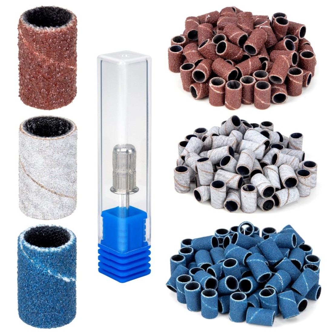 Madenia Nail Drill Bits Sanding Bands for Nail Drill, #80#150#240 Grit 210 Pcs Sanding Bands Set for Acrylic Gel Nails Manicures Pedicures Tools