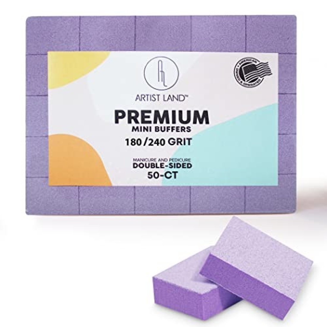 Artist Land Purple Mini Buffer Set 180240 Grit 50 Ct Professional Grade Salon Quality Nail Buffing Blocks Pack for PreApplication of Polish Gel Acrylic DoubleSided Buffer Blocks