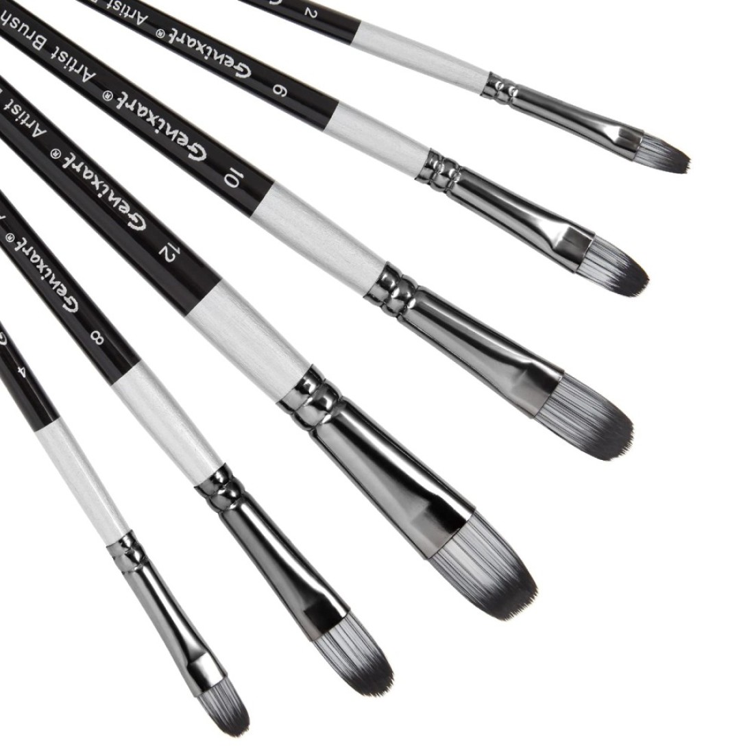 Genixart Filbert Paint Brushes Set 6 Pcs Artist Paintbrushes for Acrylic Oil Watercolor Gouache Painting Premium Nylon Hair Art Paint Brush for Beginners and Professionals