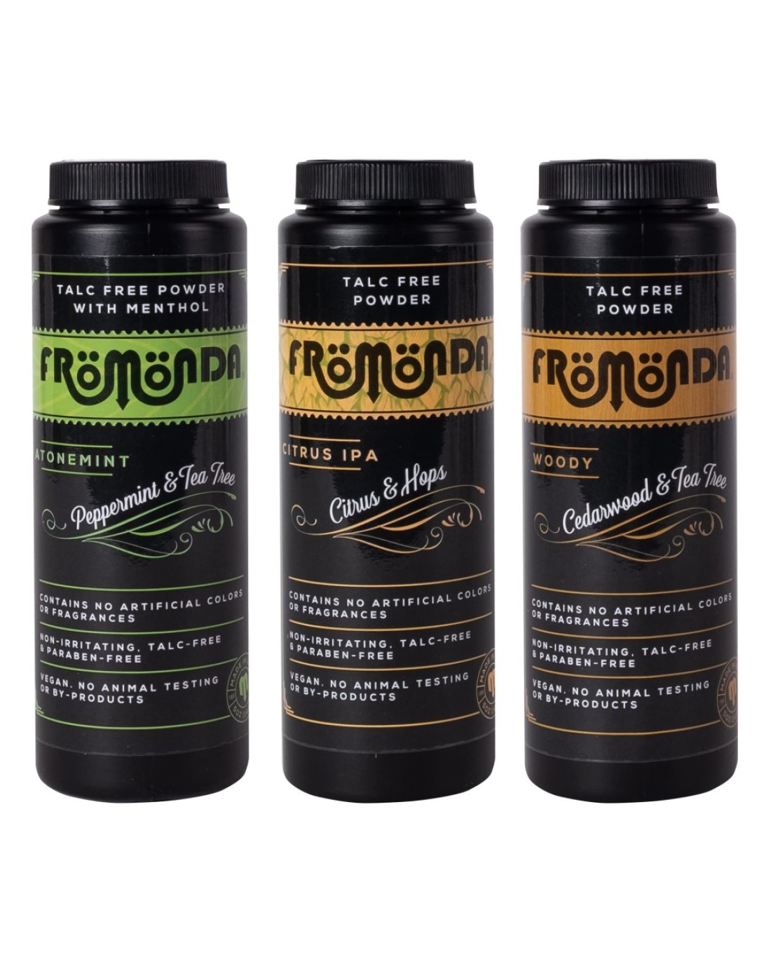 Fromonda (Multi-Scent) Body Powder (5 oz. 3-Pack) Unisex, Talc-Free, Anti-Chafing, Sweat Defense with Essential Oils