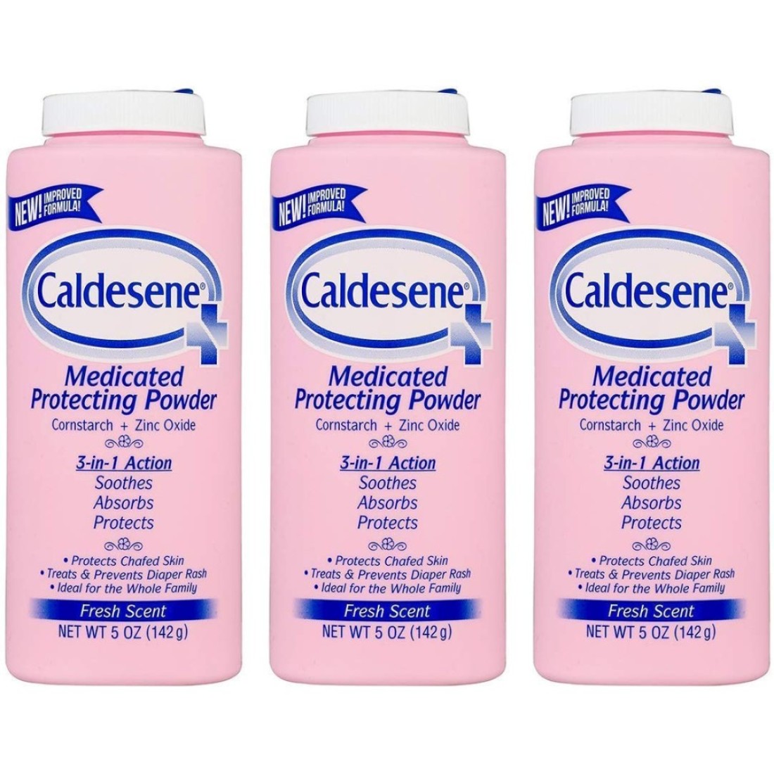 Caldesene Medicated Protecting Powder with Zinc Oxide &amp; Cornstarch-Talc Free, 5 Ounce (3 Pack)
