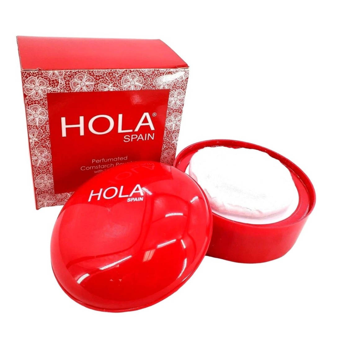 Hola Spain Skin Petal Body Talc Dusting Powder Puff 4 oz