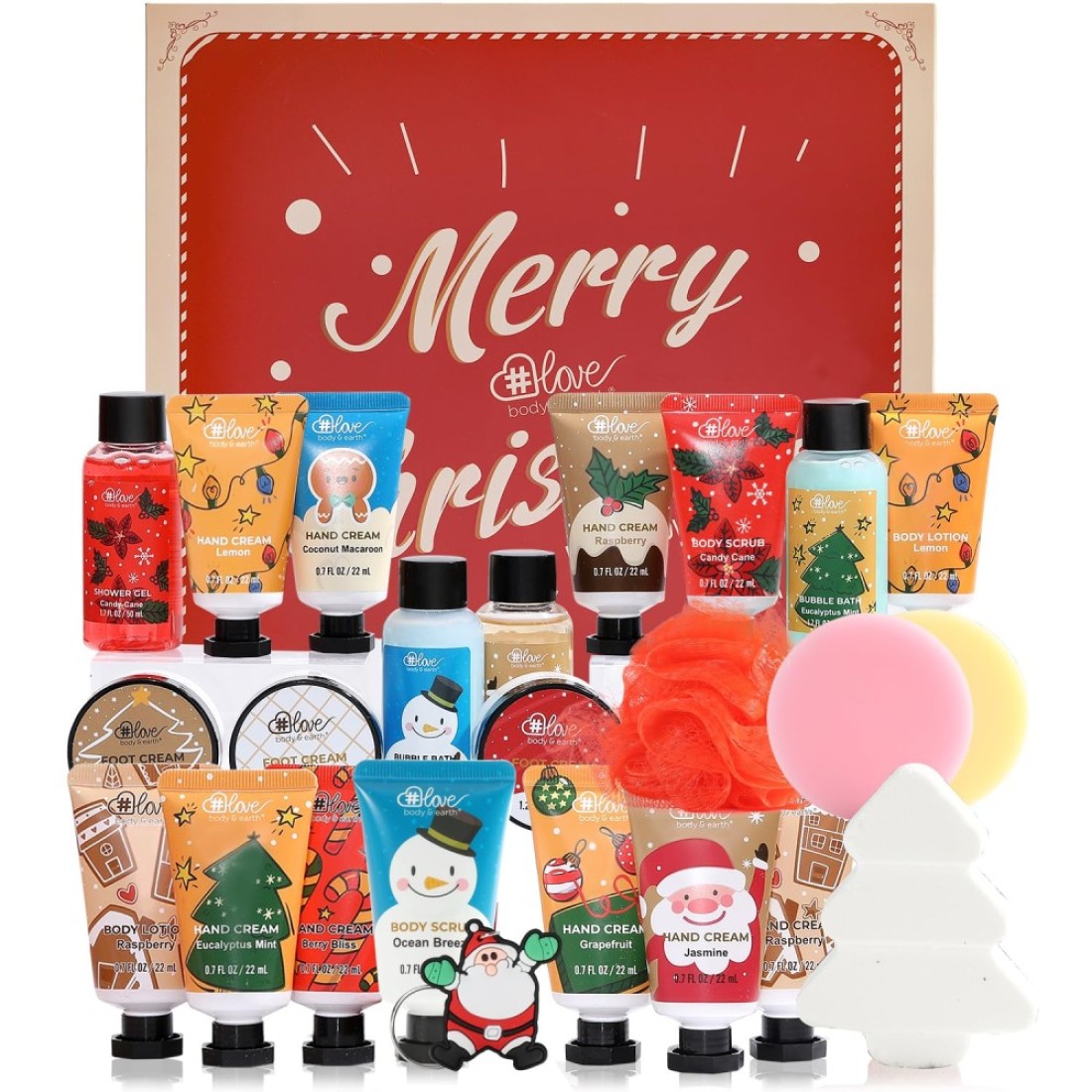 2024 Limited Edition Advent Calendar Christmas Gifts Bath Sets for Women 24pcs Spa Gift Set HandFoot Cream Body Scrub Bubble Bath Shampoo Candles Keychain Body Lotion Shower Gel Bath Bomb
