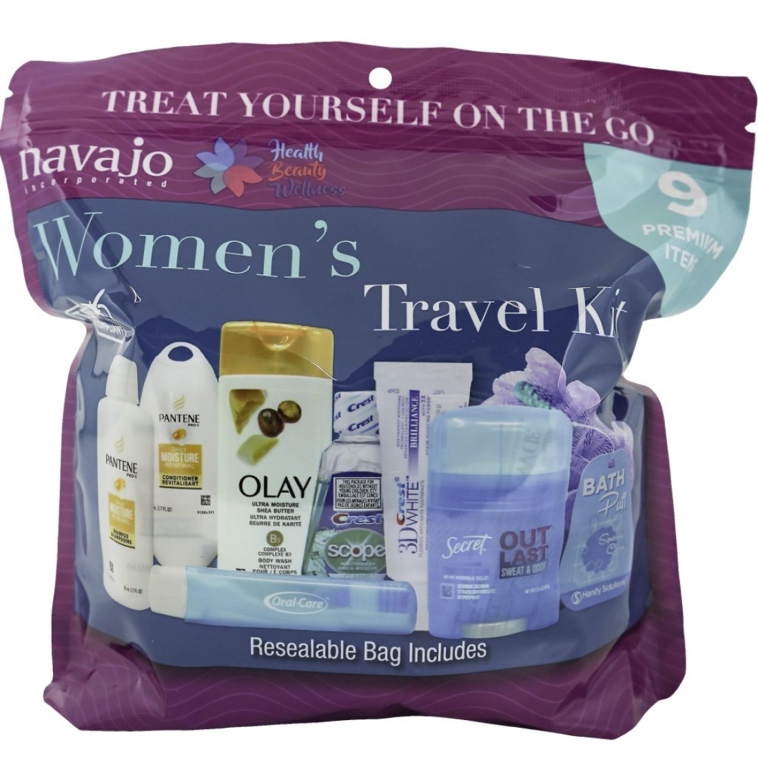 9 Piece Resealable Womens Travel Kit