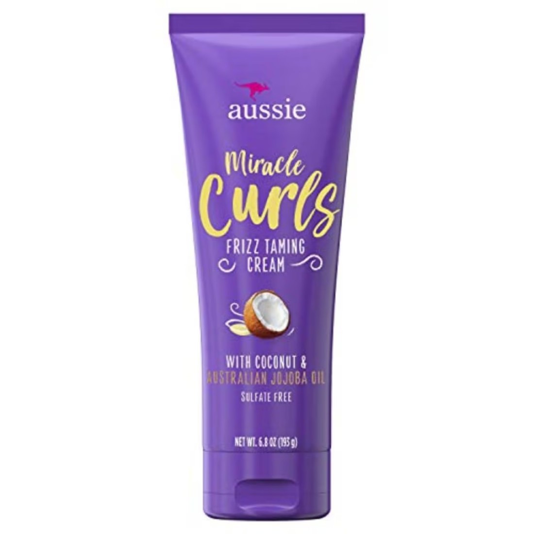 Aussie Miracle Curls Frizz Taming Cream 6.8 Ounce - Coconut And Jojoba Oil