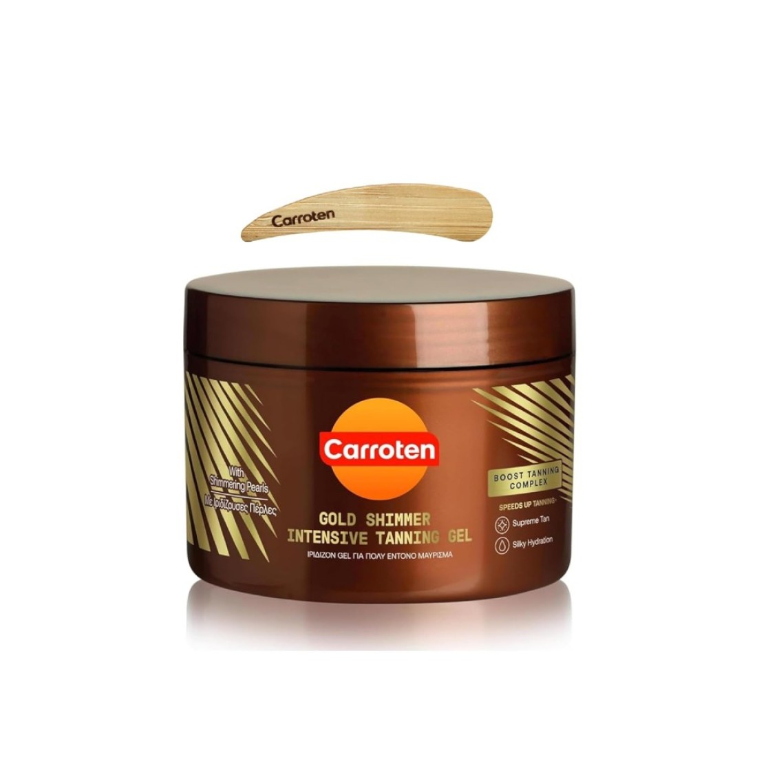 Carroten Gold Shimmer Intensive Tanning Gel SPF0 + Spatula - Shimmering Pearls Accelerates the Tanning Process