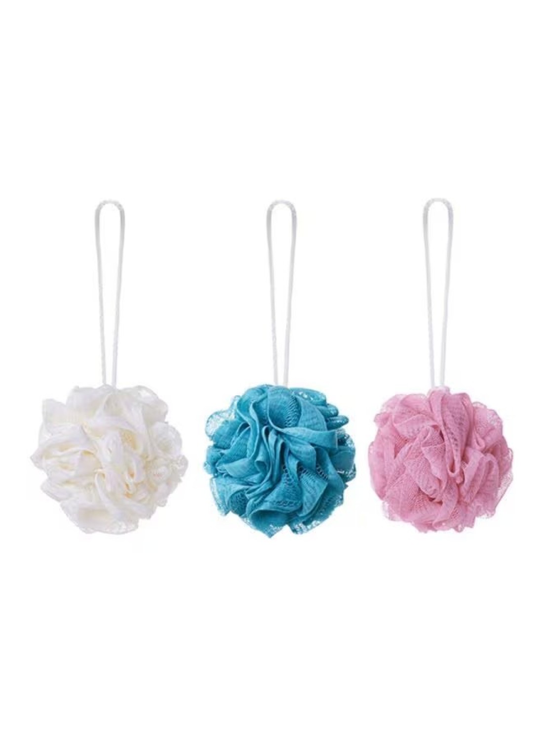 Marrkhor 3-Piece Loofah Bath Sponge Puff Set, Multicolour, 11X9X10Cm