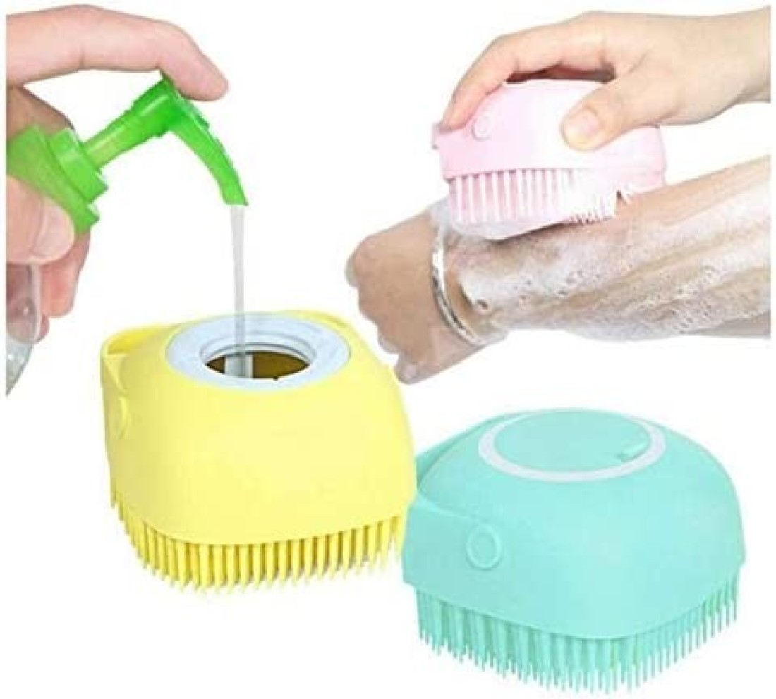 Marrkhor Silicone Shower Brush Body Brush Massage Exfoliating Bath Shower Brush With Soap Dispenser For Children Men Women 3Pcs