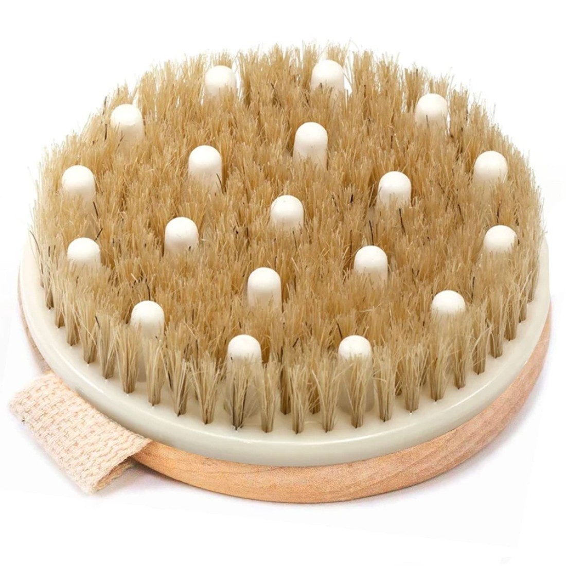 Dry Brushing Body Brush for Lymphatic Drainage Cellulite Round Dry Brush for Body Natural Bristle Body Brush for Showering Skin Brush for Dry Brushing Bath and Exfoliating