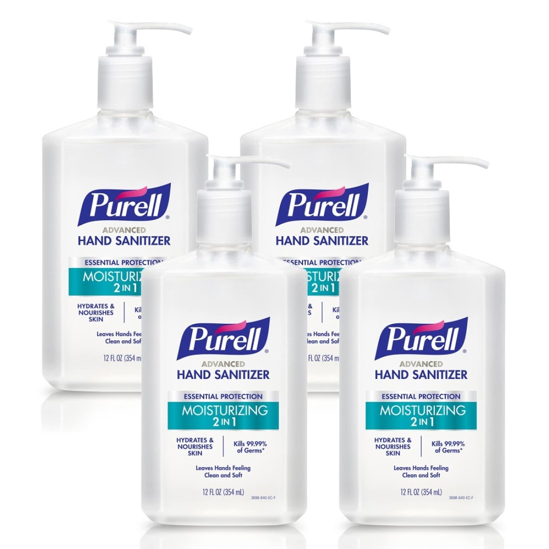 Purell2in1 Moisturizing Advanced Hand Sanitizer Gel 12 oz Pump Bottle Pack of 4 369806EC