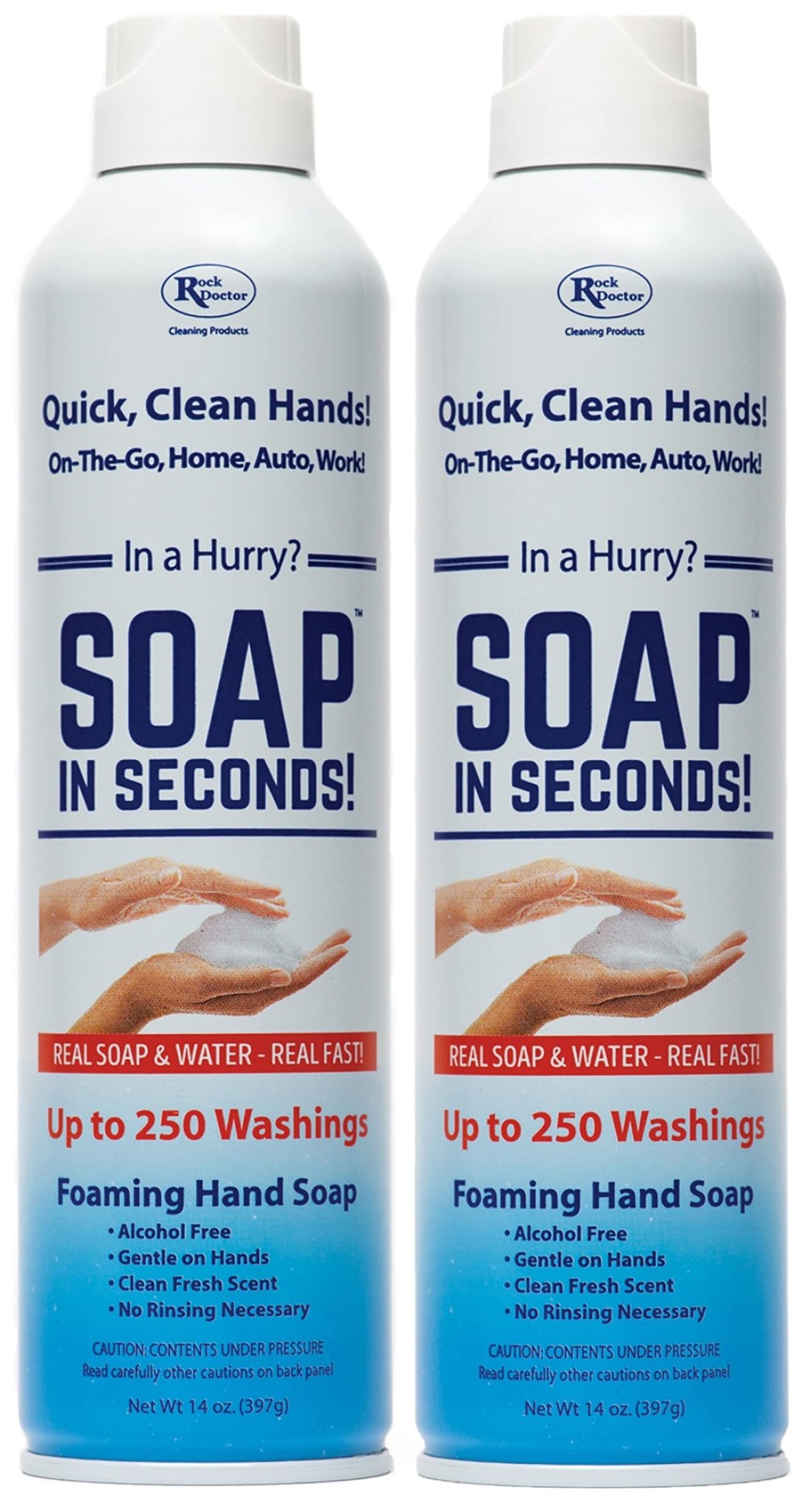 Rock DoctorFoaming Hand Soap In Seconds Spray Bottle Dispenser Fresh Scent No Rinse Alcohol Free Sanitizer Gentle on Soft Skin Home Work and School Pack of 2