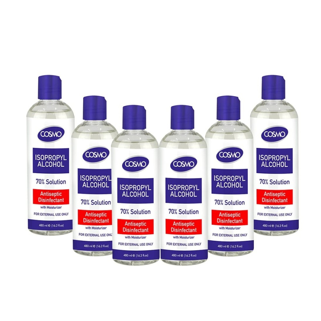 Cosmo Isopropyl Alcohol, 70% Solution Liquid - 480ml, Pack Of 6