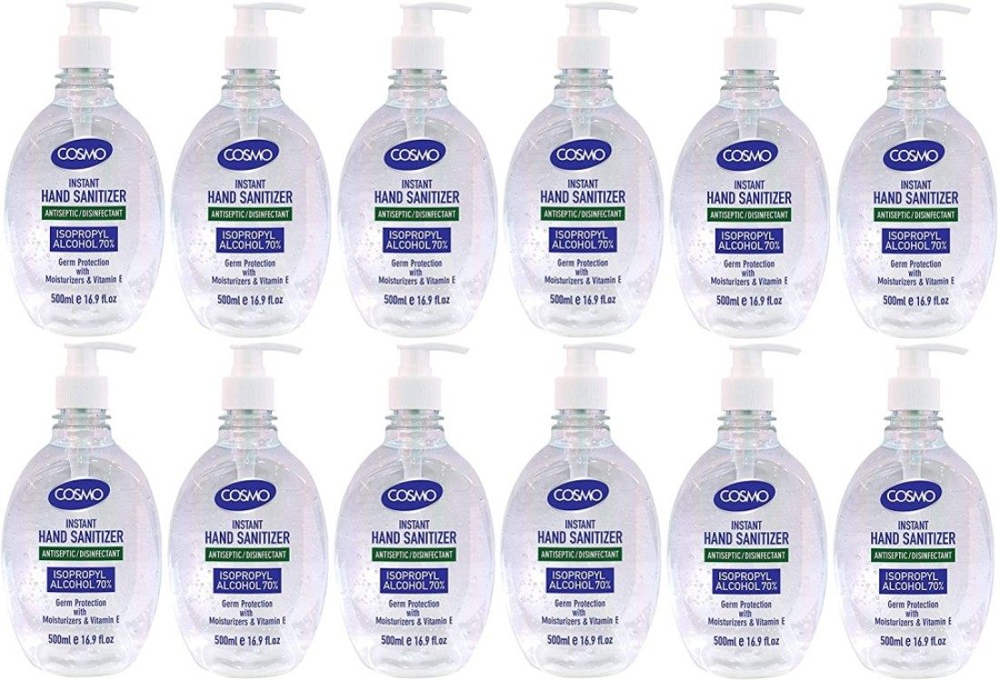 Cosmo Instant Hand Sanitizer Antiseptic/Disinfectant Gel - 500ml, Pack Of 12
