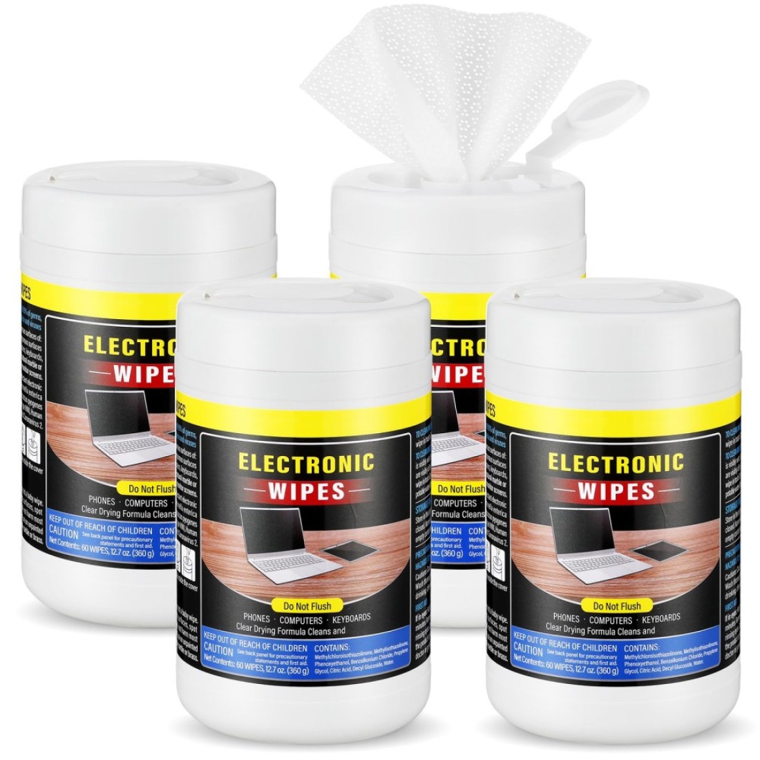 Threlaco 4 Pack Screen Cleaner Wipes Electronic Wipes for Screens TV Screen Cleaner Wipes for Lens, Phone, TV Screen Computer, Laptop and Monitor Cleaning, 240 Count in Total