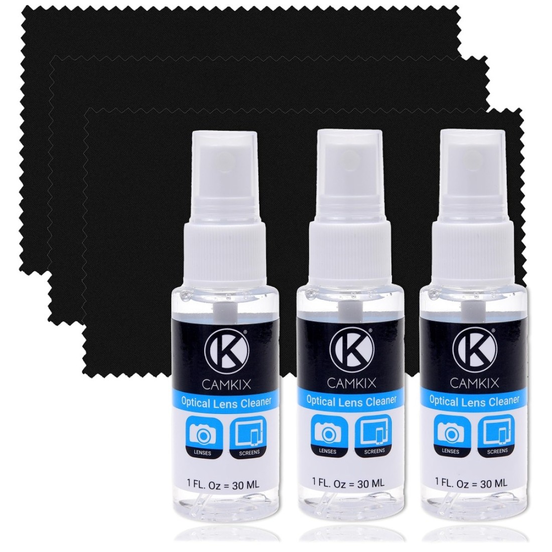 Camkix Lens and Screen Cleaning Kit Cleaning Spray Microfiber Cloth 3X Cleaning Spray 3X Microfiber Cloth Lens and Screen Cleaning Kit