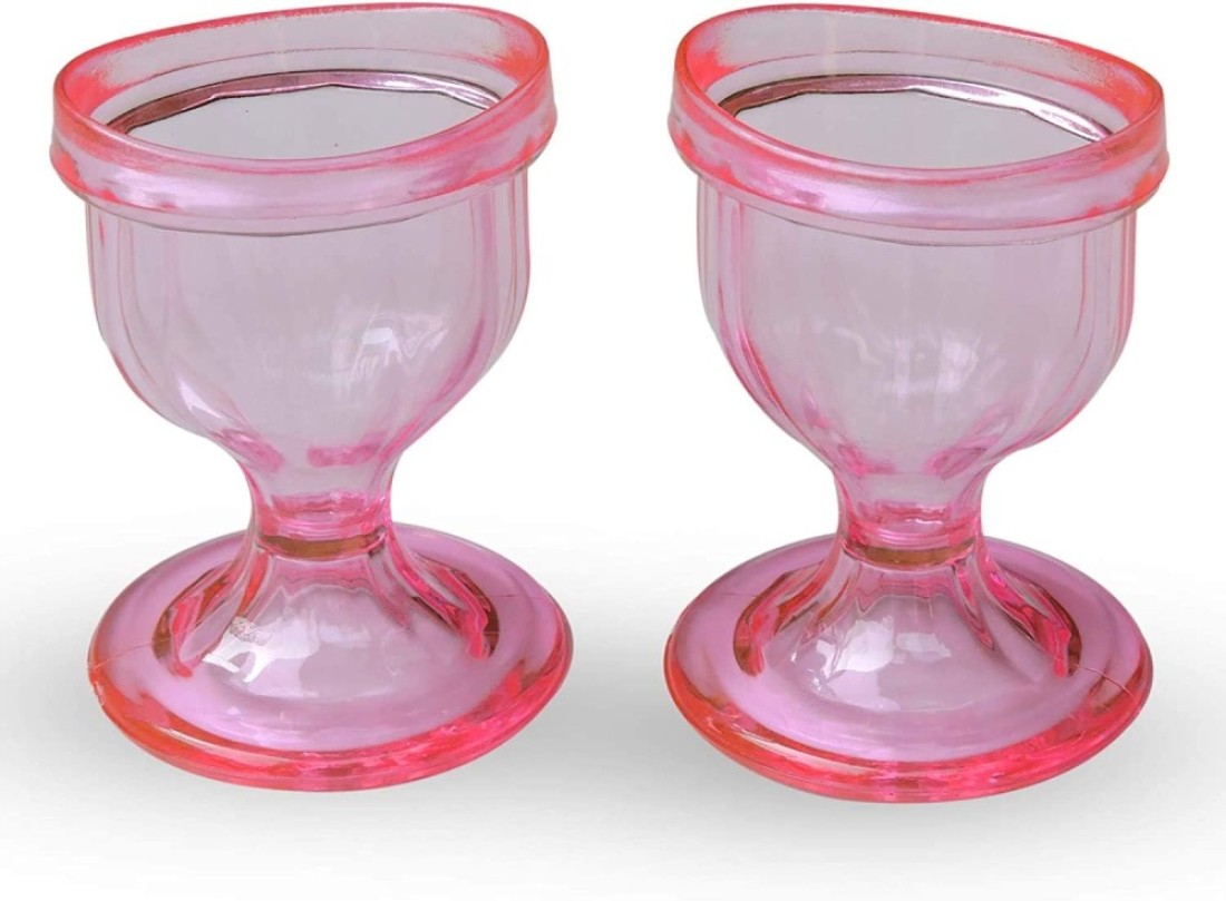 Pink Colored Eye Wash Cups for Effective Eye Cleansing - Eye Shaped Rim, Snug Fit (Set 2 Pcs.)