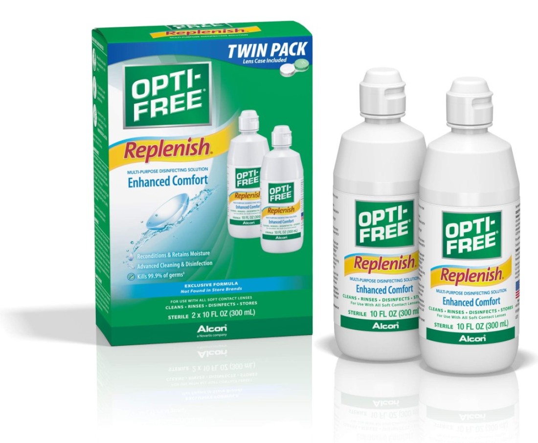 OptiFree Replenish MultiPurpose Disinfecting Solution with Lens Case Twin Pack 10Fluid Ounces Each 2 CountPack of 1
