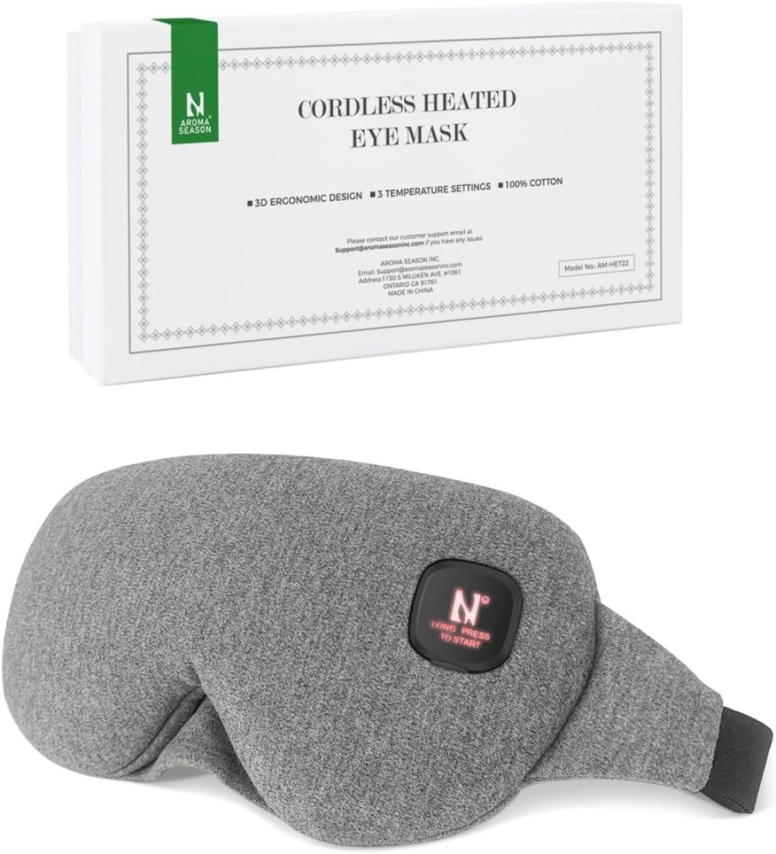 Aroma Season Heated Eye Mask, Heated Eye Compress for Dry Eyes Stye Blepharitis MGD and Blepharitis, Moist Heat Treatment to Unclog Lacrimal Glands