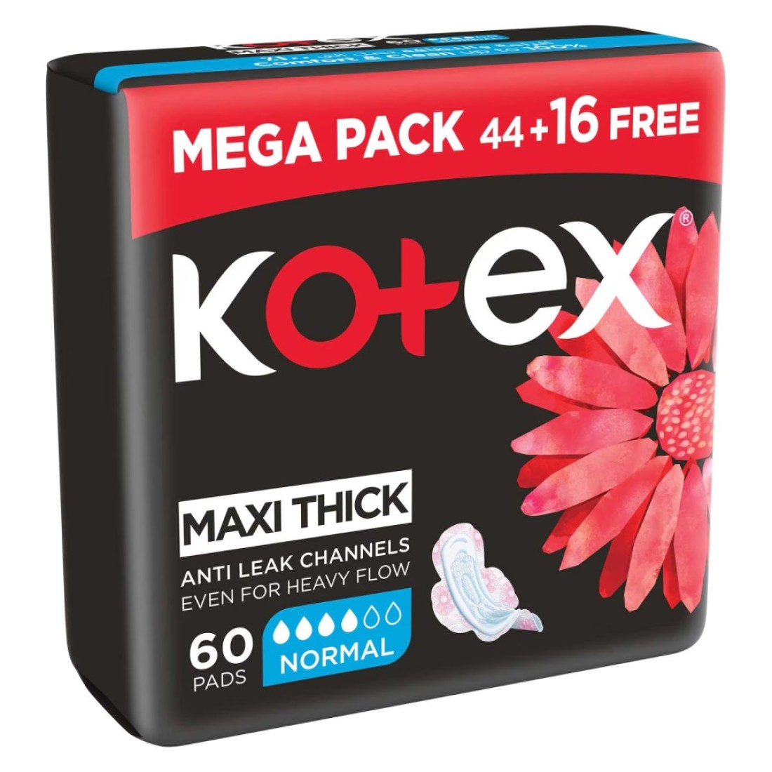 Kotex Maxi Protect Thick Pads Normal Size Sanitary Pads With Wings 60 Sanitary Pads