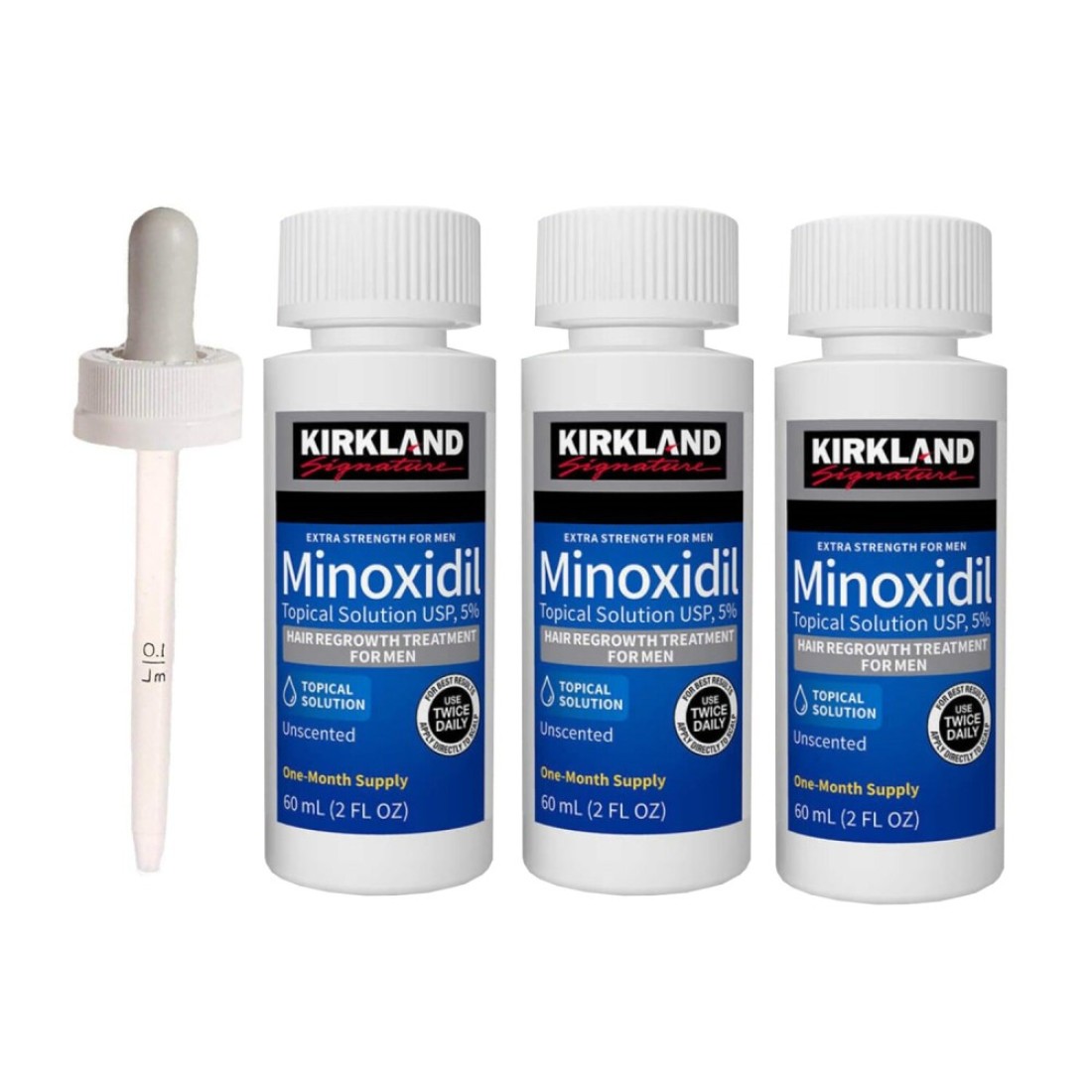 Pack Of 3 Minoxidil 5% Extra Strength Hair Regrowth Bottles 60ml