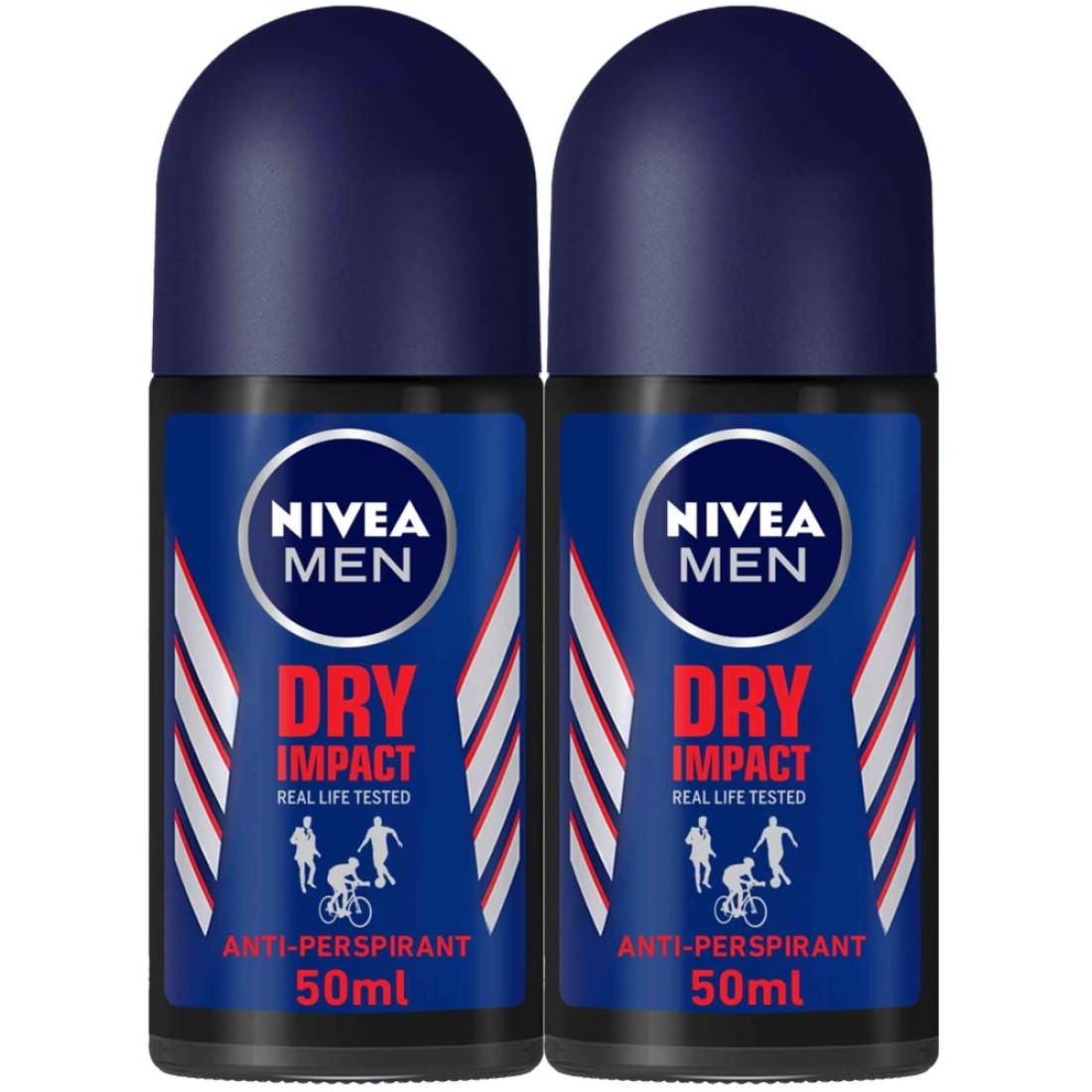 NIVEA MEN Antiperspirant Roll-on for Men Dry Impact 50ml Pack of 2