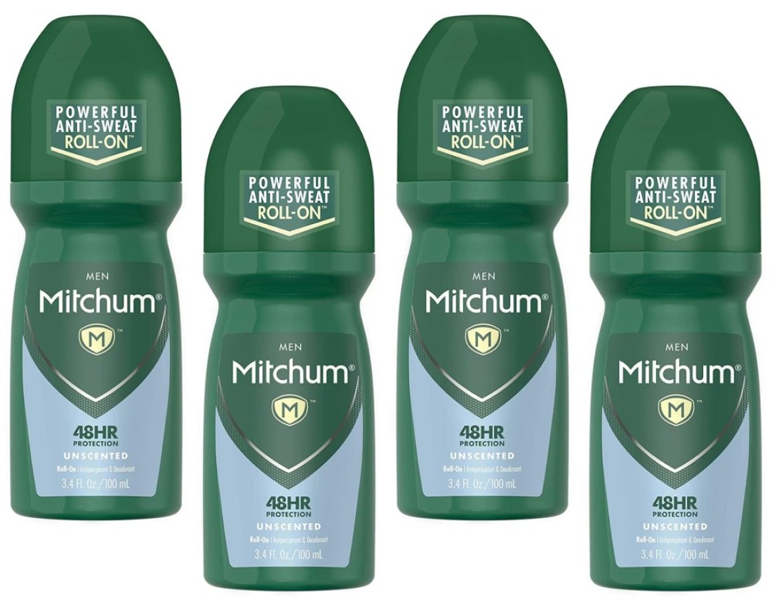 Mitchum Invisible AntiPerspirant Deodorant RollOn Unscented 34 oz Pack of 4