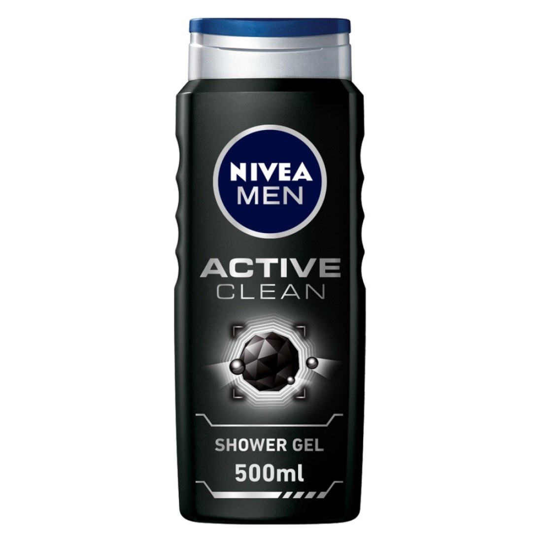 NIVEA MEN 3in1 Shower Gel Body Wash Active Clean Charcoal Woody Scent 500ml