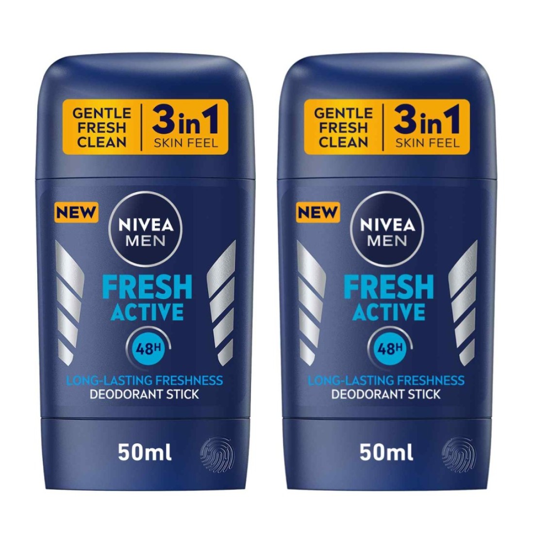 NIVEA MEN Antiperspirant for Men Fresh Active Stick 50ml Pack of 2