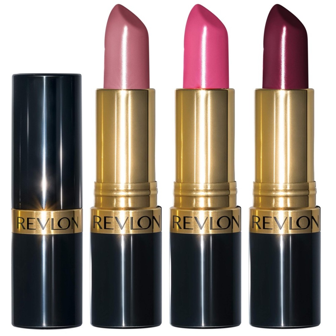 REVLONLipstick Set Super Lustrous 3 Piece Gift Set High Impact Moisturizing Cream Finish in Pink Plum Berry Pack of 3