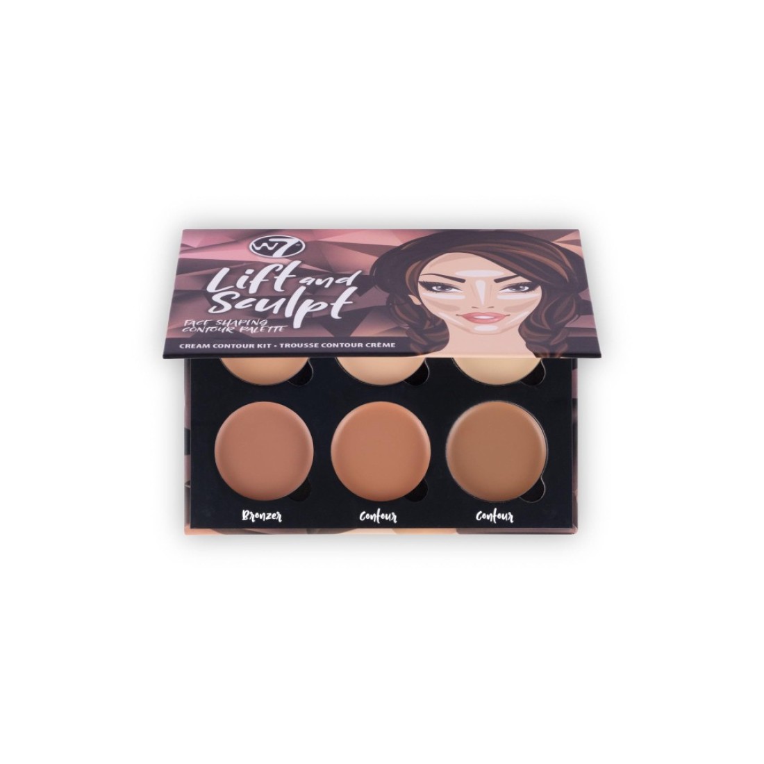 W7 Lift Sculpt Cream Contour Kit Concealing Highlighting Contouring Makeup Palette StepbyStep Instructions Included