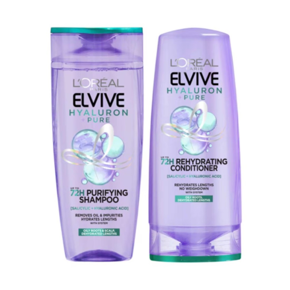 L&#39;Oreal Paris Elvive Hyaluron Pure Shampoo 400ml + Elvive Hyaluron Pure Conditioner 360ml