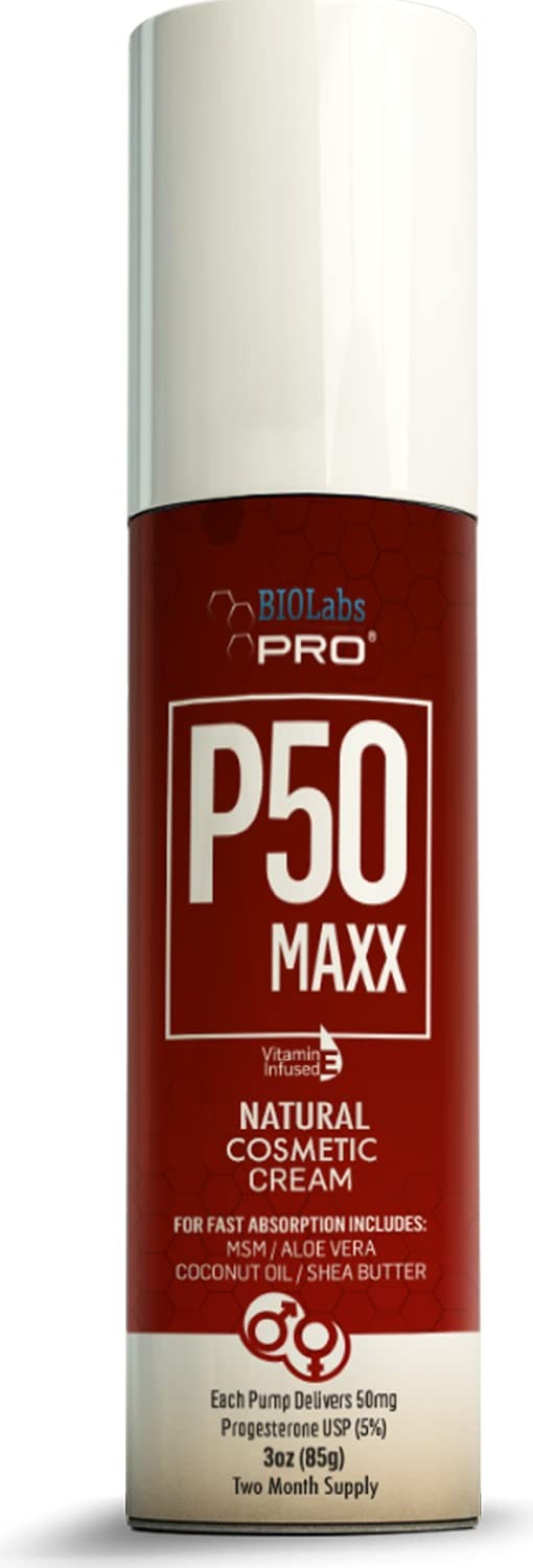 BIOLABS PRO All Natural P50 Maxx Cream 50mg Progesterone per Dose Unscented3oz