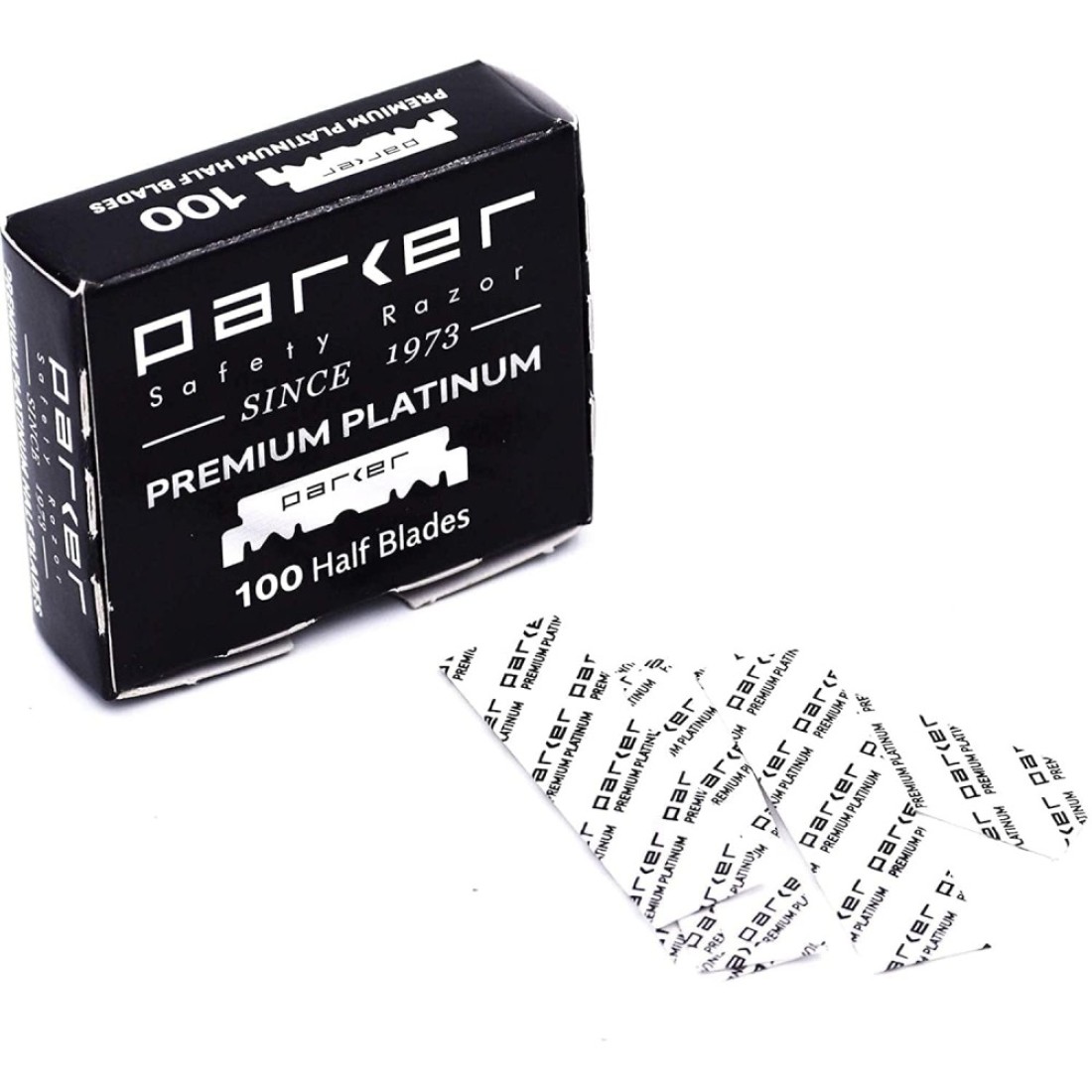 Parker Premium Platinum 12 Blades 100 Count For Professional Barber Razors Shavette Style Razors and Disposable Blade Straight Razors that accept Half of a Double Edge Razor Blade