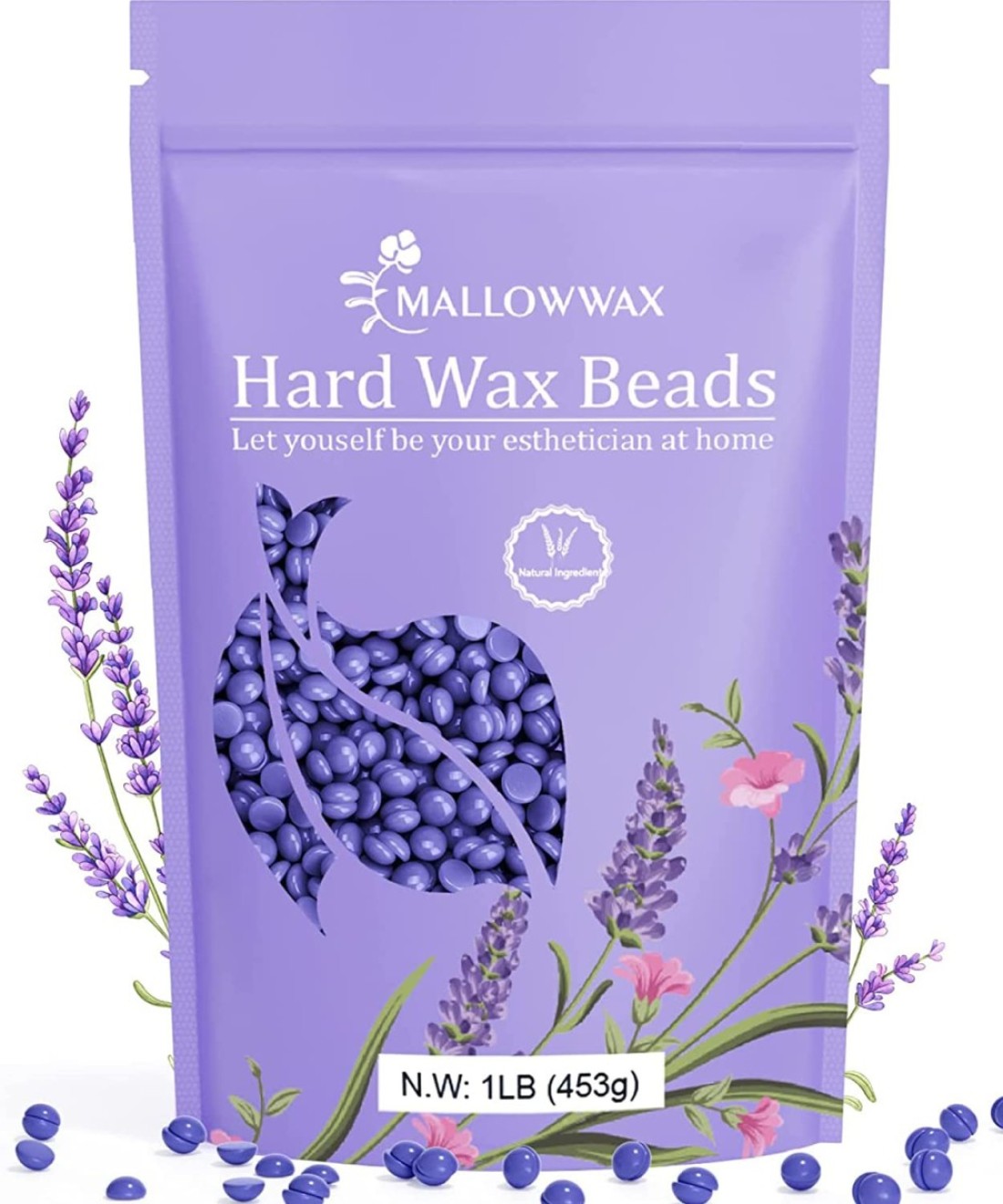 Hard Wax Beads Lavender Stripless Hard Wax Beans Wax beads for Hair Removal Natural Gentle Wax for Brazilian Bikini Waxing Beads for Beginners Coarse Body Hair Specific