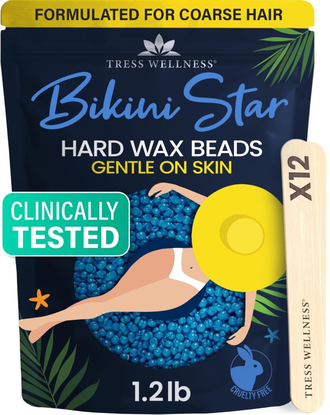 Tress WellnessHard wax beads for hair removal For sensitive skin Bikini Star 12lb