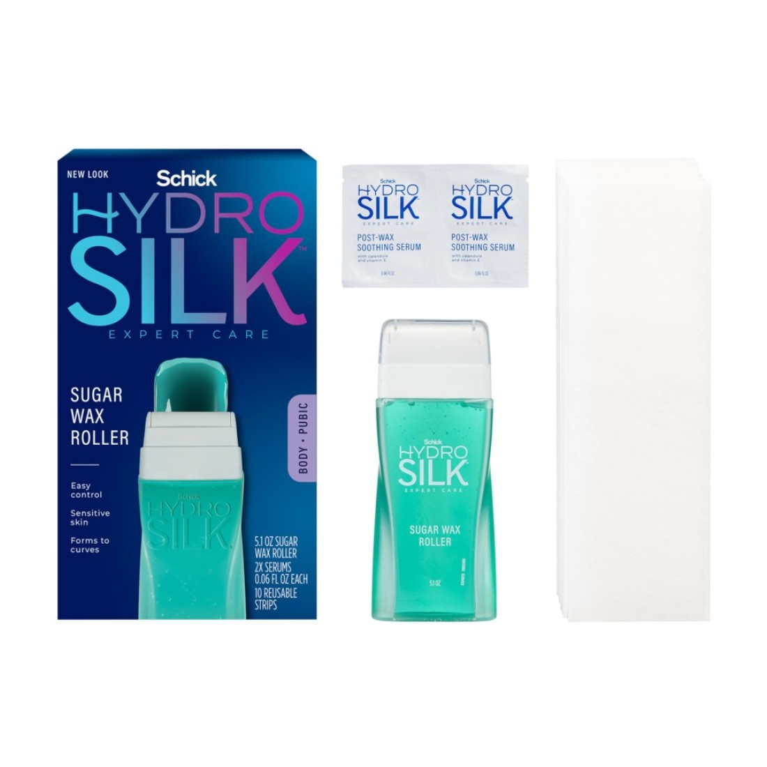 SchickHydro Silk Sugar Wax Roller for Body Pubic Hair Removal Roll On Wax Kit Soft Wax Hair Removal Wax Body Wax Kit Bikini Line Hair Removal