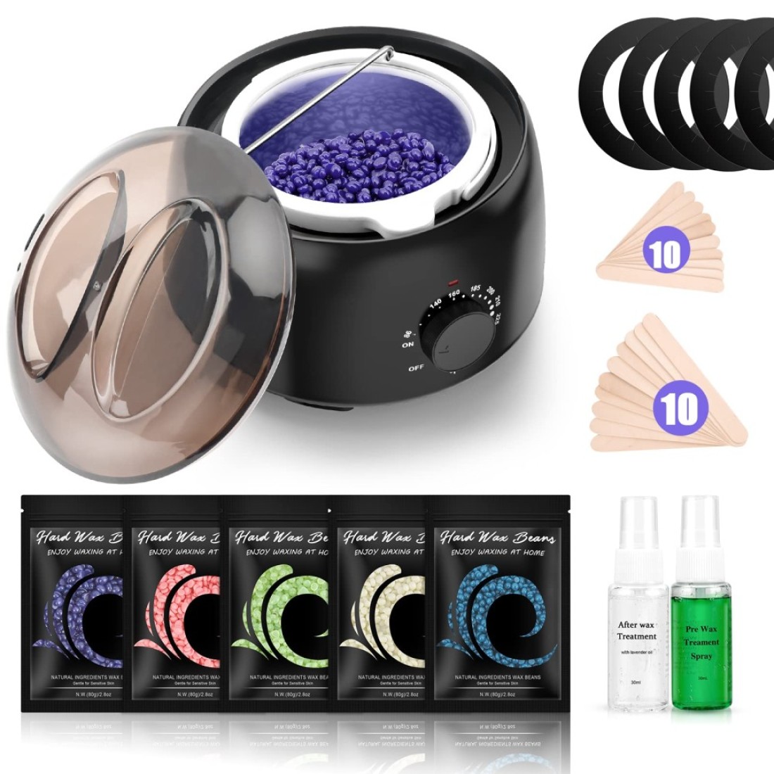 Waxing Kit Wax Warmer for Hair Removal Hard Wax Beans for Full Body Legs Face Eyebrows Bikini Brazilian Waxing for Women Men