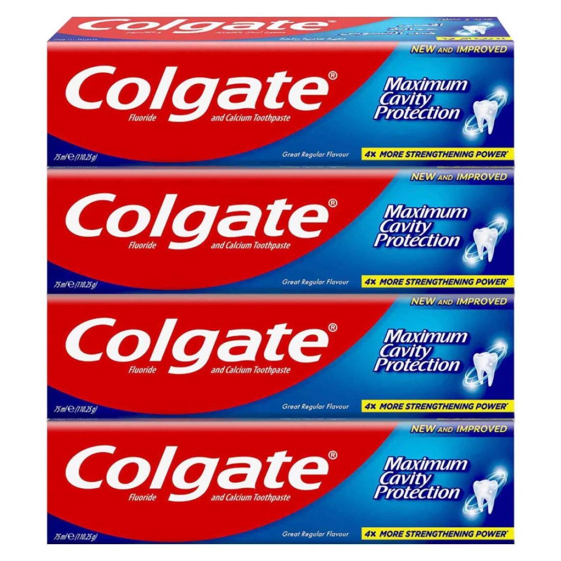 Colgate Maximum Cavity Protection Fluoride And Calcium Toothpaste White 75ml Pack of 4