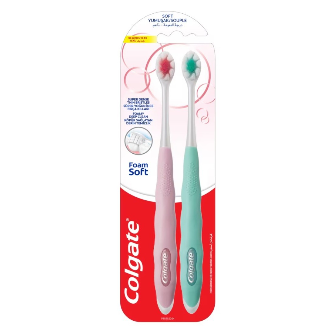 Colgate Foamsoft Super Dense Thin Soft Bristle Toothbrush Multi Pack 2 Pcs