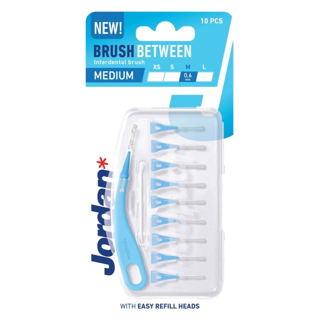 Jordan Brush Between Interdental Brush With Refill Heads Blue M 0.6mm 10 PCS