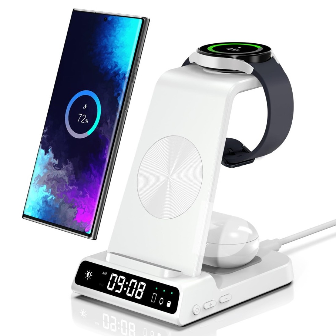 Wireless Charger for Samsung, 3 in 1 Wireless Charging Station for Samsung Galaxy S24 Ultra/S23 Ultra/S22/S21/Note 20/Z Flip 6/Fold 6, Charger for Samsung Galaxy Watch Ultra/7/6/5, Galaxy Buds 2/2 Pro