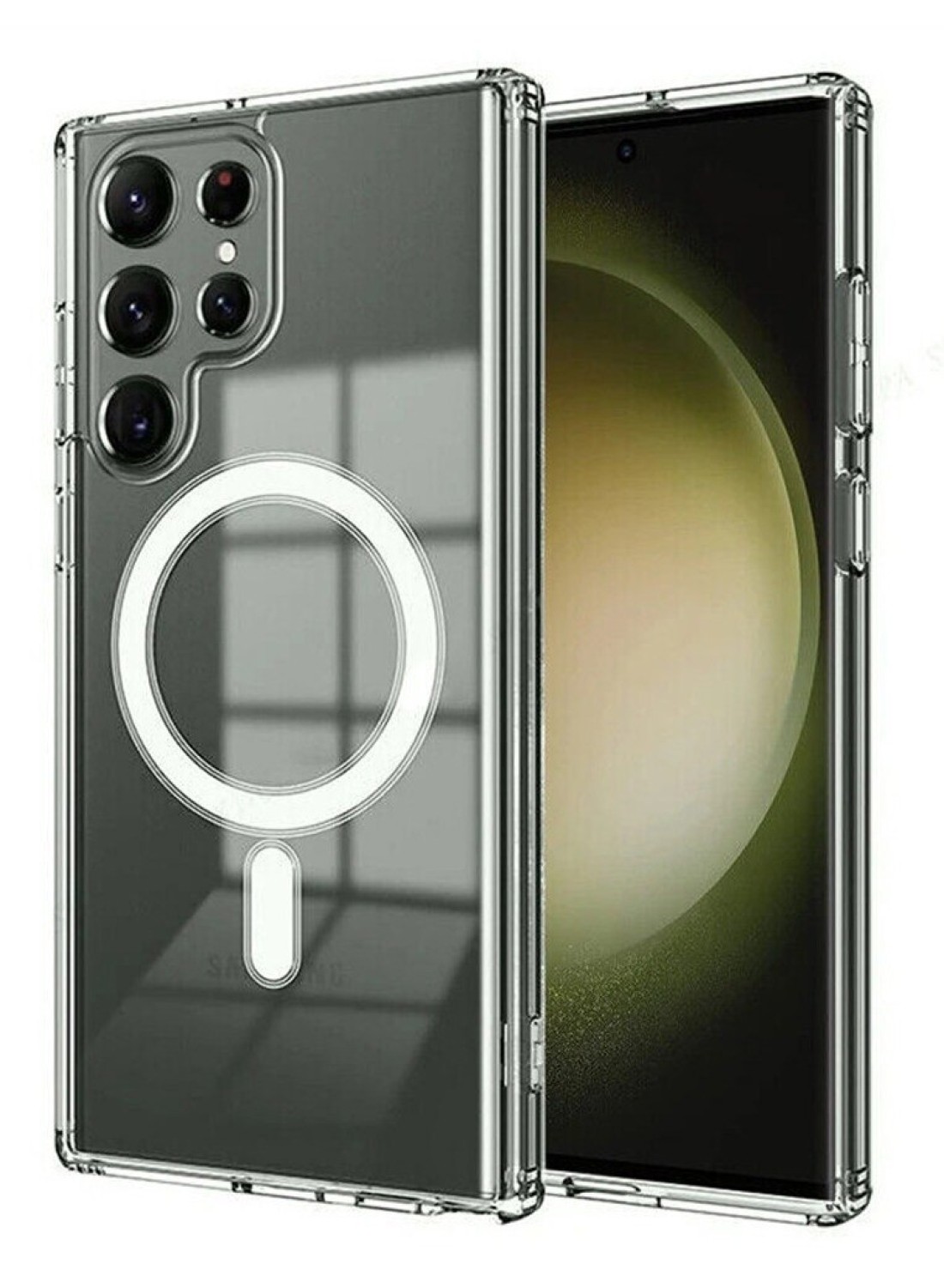 FOCUS Samsung Galaxy S23 Ultra Case Clear Magnetic Wireless Charging Case MagSafe Transparent Cover