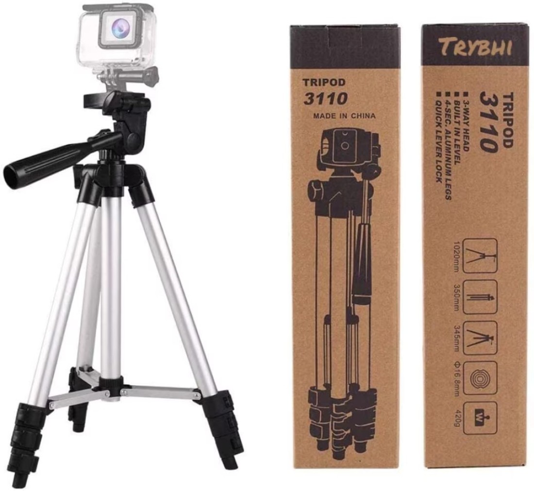 Adjustable Aluminium Alloy Tripod Stand Holder For Mobile Phones &amp; Camera, 360 Mm -1050 Mm, 1/4 Inch Screw + Mobile Holder Bracket