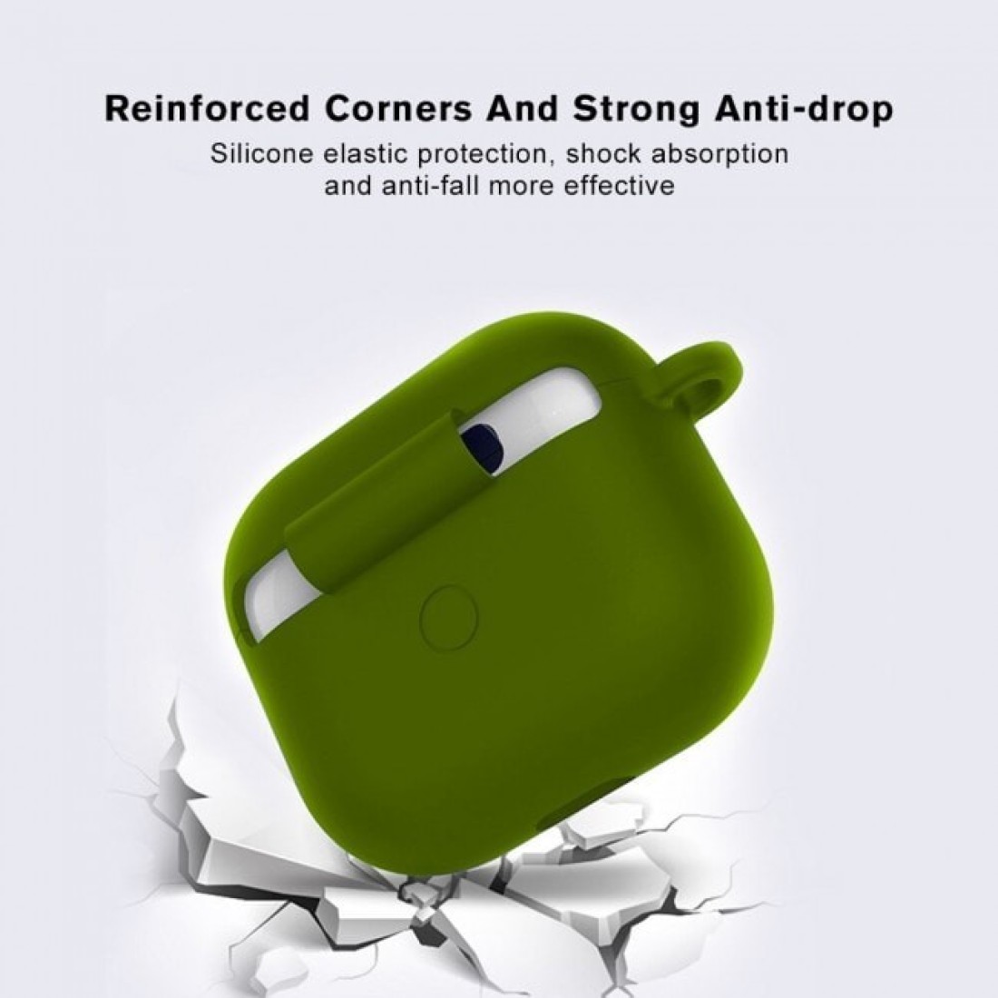 FOCUS Protective Shockproof Silicone Case Cover for Apple Airpods 3 3rd Generation Olive Green