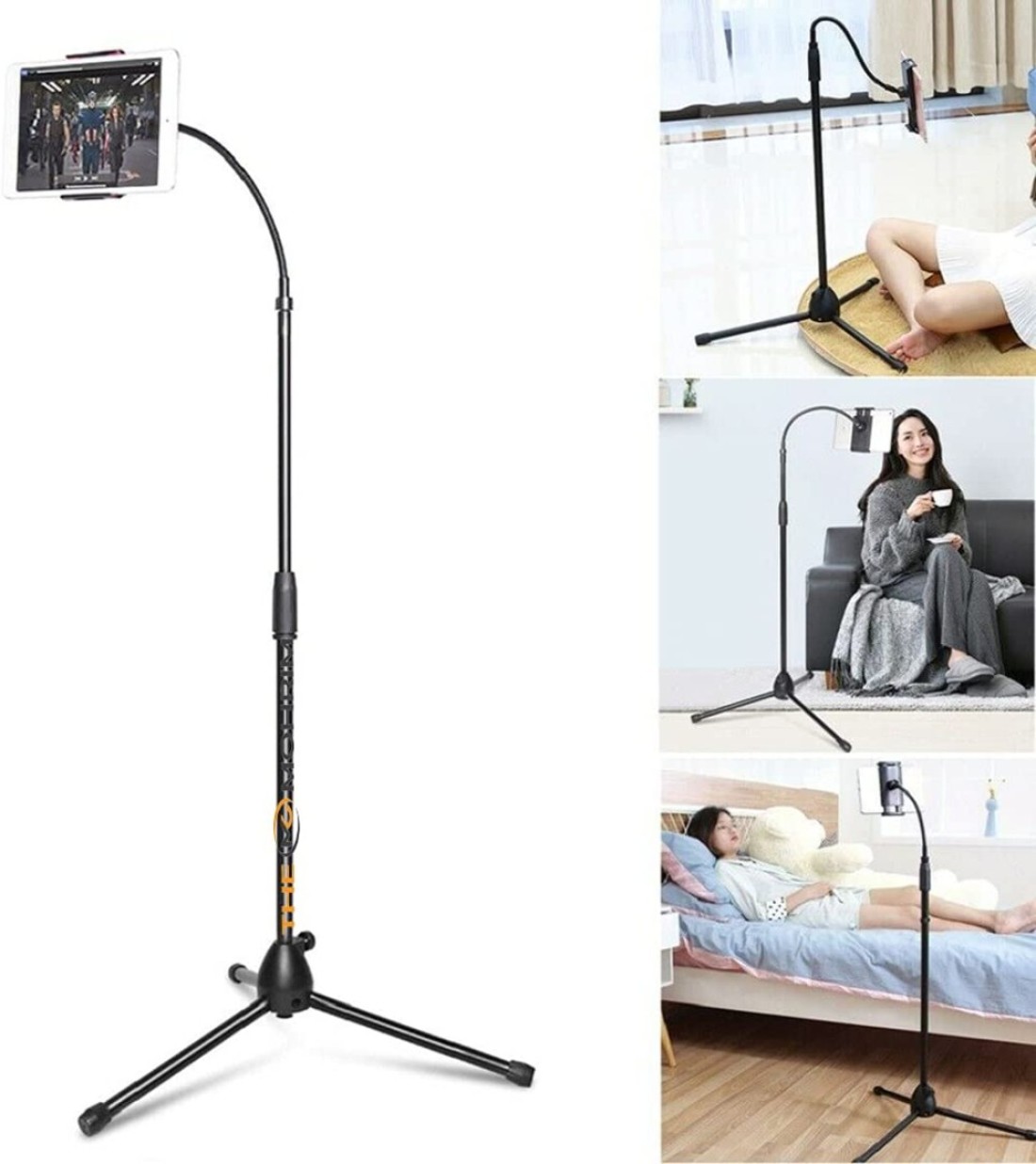 The Mohrim Adjustable Phone Tripod Floor Stand/Holder/Mount, Selfie Stick With Flexible Gooseneck