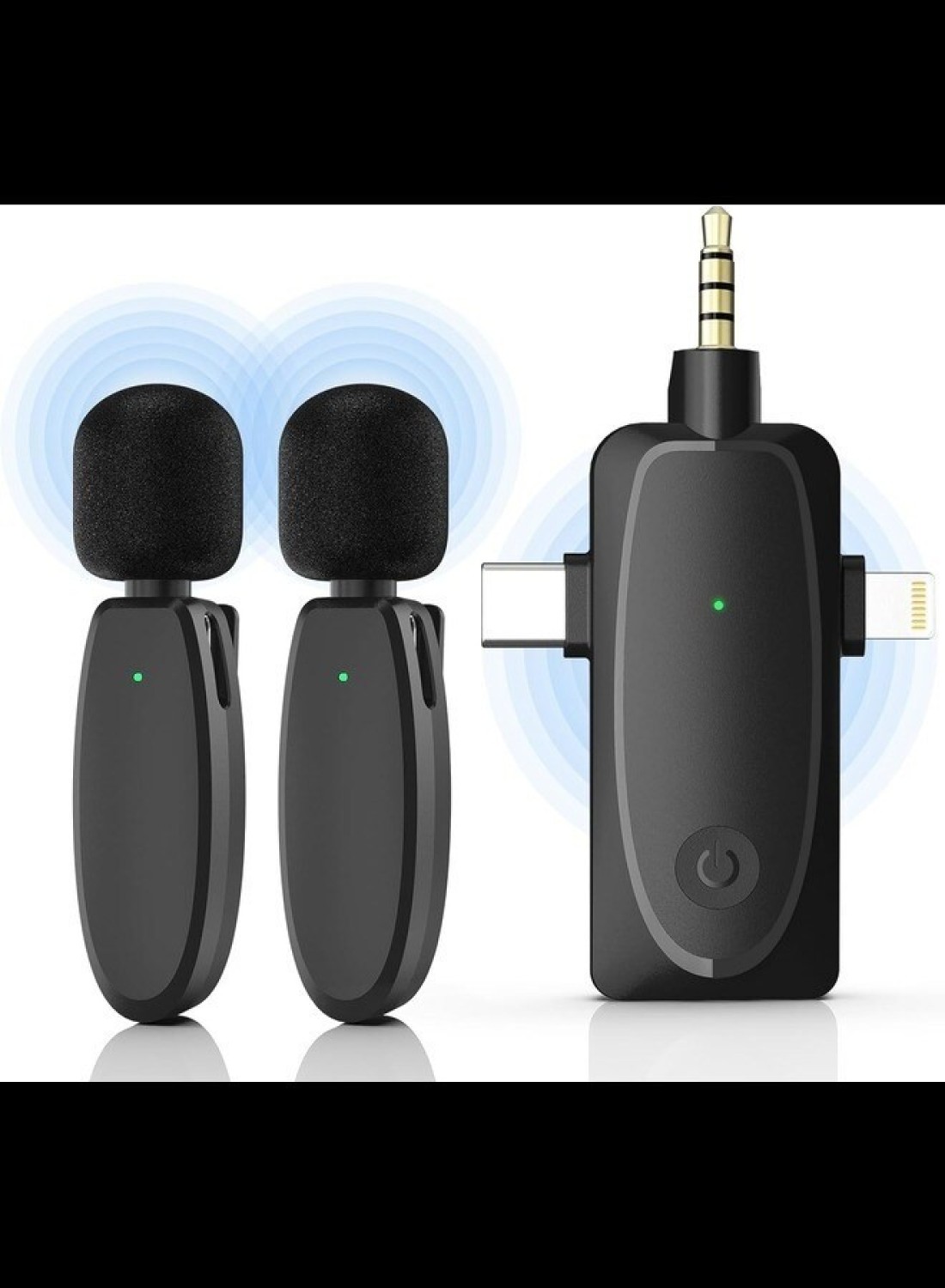 Radiotronics 393FT Wireless Lavalier Microphone for iPhone, Android, Camera, Laptop 3-in-1 2.4G Dual Mini Mics Ultra Low Delay & Noise Reduction