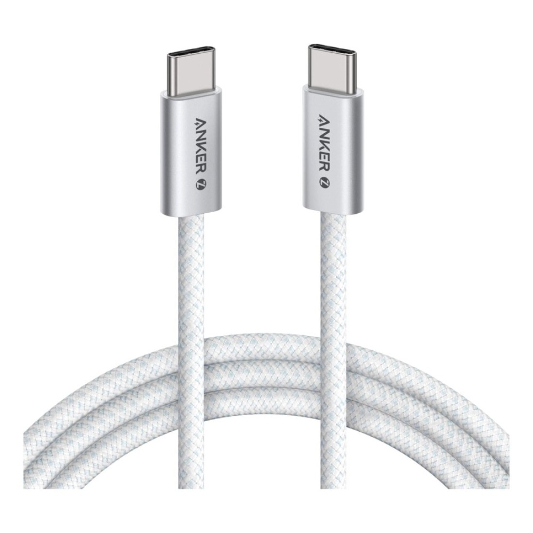 أنكر زي كابل الشحن ومزامنة البيانات USB-C إلى USB-C - أبيض بطول 1 متر بقوة 240 وات