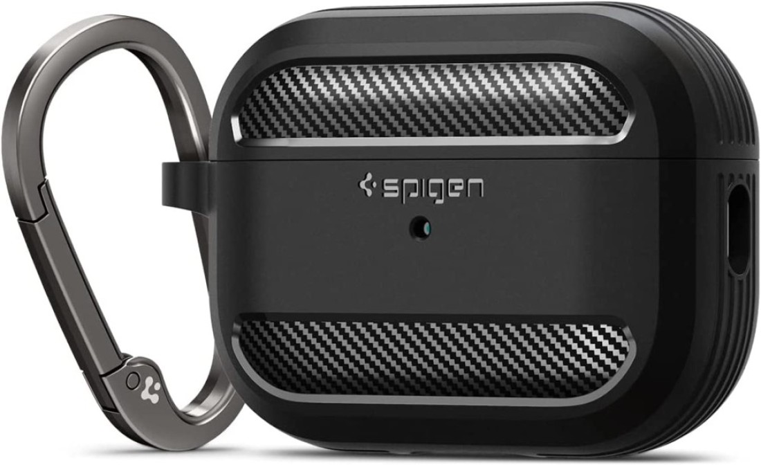 Spigen Rugged Armor designed for Airpods Pro 2nd Generation case (2022) Airpods Pro 2 case cover with Carabiner - Matte Black